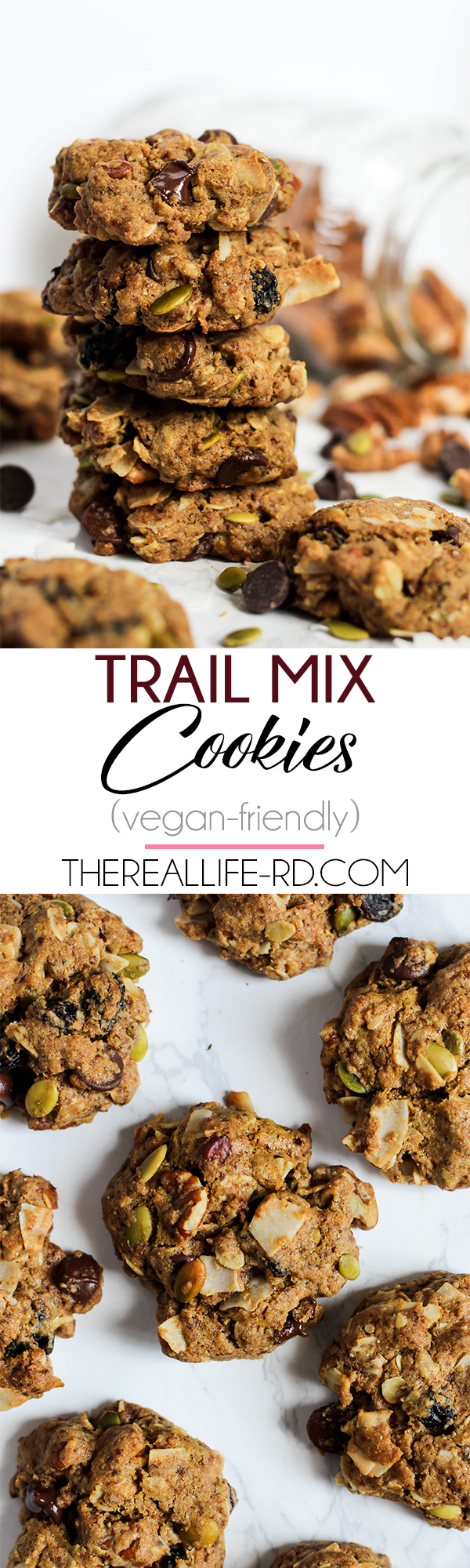 These trail mix cookies make the perfect sweet & salty snack! | The Real Life RD