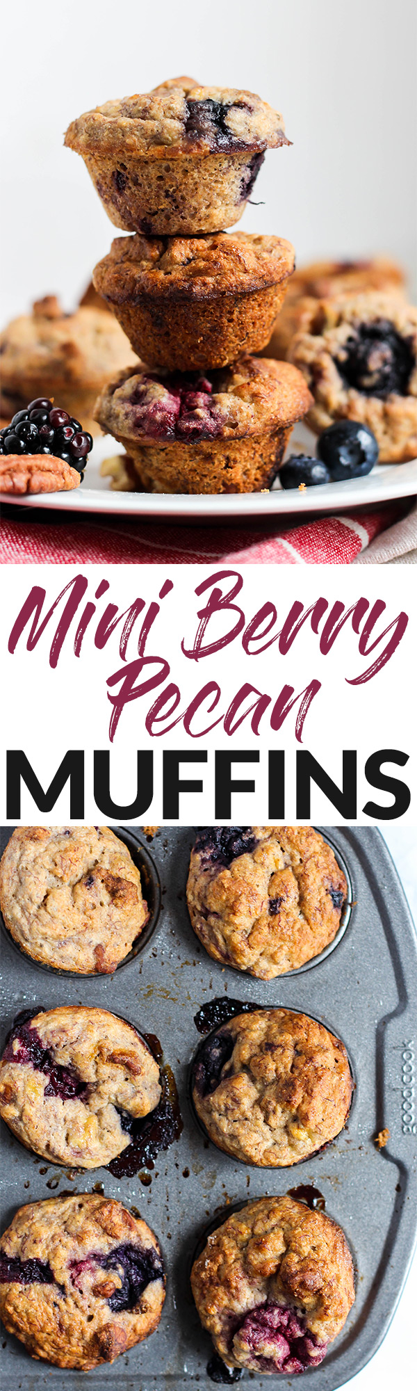 Adorable mini blueberry pecan muffins - perfect for breakfast or snacking! | The Real Life RD