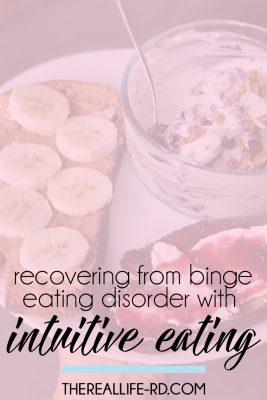 Intuitive eating is not just for those recovering from a restrictive eating disorder or disordered eating - it can also be helpful in the recovery of binge eating disorder. | The Real Life RD