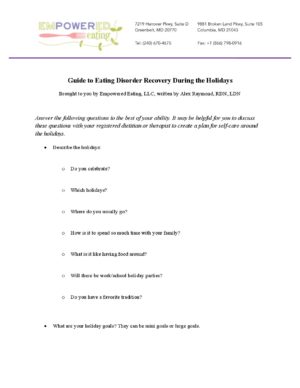 Guide to ED Recovery During Holidays Worksheet (1) - The Real Life RD